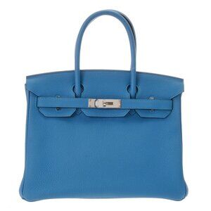 HERMES Birkin 30 Verso Bleu zanzibar/Malachite hand bag 800000137466000